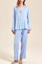 non-stretch stripe jacquard suit collar pants sets sleepwear size run small_Black_Sky Blue