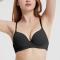 sexy plus size slight stretch solid gather traceless lift underwire thin bra_Black