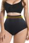 plus-size slight stretch pure color high waist hip lift shapewear panty_Black