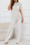 casual plus size slight stretch striped printed loose pants sets loungewear_Gray