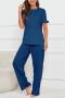 casual plus size slight stretch solid color loose pants sets loungewear_Gray_Pink_Dark Blue
