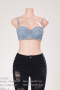 sexy non-stretch rhinestone padded underwire denim bralette(new added colors)_Sky Blue