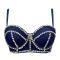 sexy non-stretch rhinestone padded underwire denim bralette(new added colors)_Sky Blue_Blue_Dark Blue