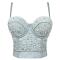 sexy non-stretch padded rhinestone pearls sling tight denim bralette_Sky Blue
