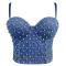 sexy slight stretch padded rhinestone tight crop denim bralette_Sky Blue_Blue