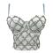 sexy non-stretch padded diamond rhinestone sling tight crop denim bralette_Sky Blue