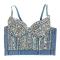 sexy non-stretch rhinestone pearl sling padded underwire bralette_Sky Blue