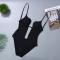 sexy slight stretch solid color soft underwire seamless one piece bra_Black