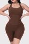 sexy plus size high stretch tight tummy control butt lift body shaping playsuit_Black_Brown