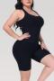 sexy plus size high stretch tight tummy control butt lift body shaping playsuit_Black