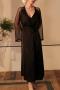 sexy non-stretch satin stitching mesh sleepwear(only nightgown)_Black