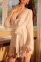 sexy slight stretch mesh stitching lace with belt sleepwear(only nightgown)_Black_White