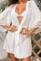 sexy non-stretch chiffon stitching lace with belt sleepwear(only nightgown)_Black_White