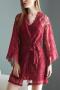 sexy non-stretch satin sling with lace nightgown two-piece set sleepwear_Black_White_Pink_Rose Red