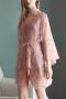 sexy non-stretch satin sling with lace nightgown two-piece set sleepwear_Black_White_Pink
