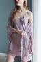 sexy non-stretch satin sling with lace nightgown two-piece set sleepwear_Black_White_Pink_Rose Red_Light Purple