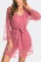 sexy non-stretch satin shorts sets with lace nightgown sleepwear_Black_Gray_Pink