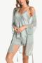 sexy non-stretch satin shorts sets with lace nightgown sleepwear_Black_Gray_Pink_Light Green