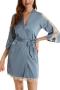 sexy non-stretch simulated silk stitching lace with nightgown padded sleepwear_Black_Pink_Rose Red_Sky Blue_Blue