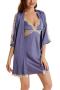 sexy non-stretch simulated silk stitching lace with nightgown padded sleepwear_Black_Pink_Rose Red_Sky Blue_Blue_Purple