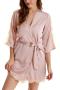 sexy non-stretch simulated silk stitching lace with nightgown padded sleepwear_Black_Pink