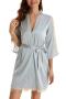 sexy non-stretch simulated silk stitching lace with nightgown padded sleepwear_Black_Pink_Rose Red_Sky Blue