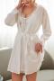 non-stretch simulated silk lace trim with belt two-piece set padded sleepwear_Black_White