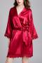 stylish non-stretch emulation silk lace trim 5 colors with belt sleepwear_White_Pink_Rose Red