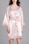 stylish non-stretch emulation silk lace trim 5 colors with belt sleepwear_White_Pink