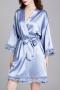 stylish non-stretch emulation silk lace trim 5 colors with belt sleepwear_White_Pink_Rose Red_Sky Blue