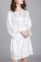 stylish non-stretch emulation silk lace trim 5 colors with belt sleepwear_White
