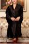 stylish non-stretch emulation silk 9 colors with belt loose sleepwear_Black