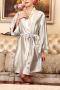 stylish non-stretch emulation silk 9 colors with belt loose sleepwear_Black_White_Pink_Rose Red_Magenta_Dark Blue_Khaki _Silver