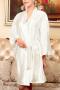 stylish non-stretch emulation silk 9 colors with belt loose sleepwear_Black_White