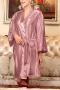 stylish non-stretch emulation silk 9 colors with belt loose sleepwear_Black_White_Pink