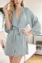 sexy non-stretch solid color simulated silk with belt two-piece set sleepwear_Black_White_Pink_Rose Red_Sky Blue