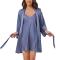 sexy non-stretch solid color simulated silk with belt two-piece set sleepwear_Black_White_Pink_Rose Red_Sky Blue_Blue