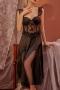 sexy non-stretch padded underwire sling hollow midi dress size run small_Black