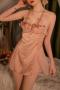 sexy non-stretch patchwork sling mini dress sleepwear size run small_Black_White_Pink