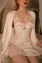 sexy non-stretch simple solid nightgown sleepwear size run small(only nightgown)_Black_White