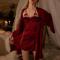 sexy non-stretch simple solid nightgown sleepwear size run small(only nightgown)_Black_White_Pink_Rose Red