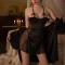 sexy non-stretch patchwork two piece sets sleepwear size run small_Black