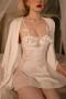 sexy non-stretch patchwork two piece sets sleepwear size run small_Black_White