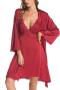 sexy non-stretch simulated silk stitching lace with nightgown sleepwear_Black_White_Pink_Red