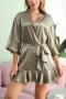 sexy plus size non-stretch 9 colors satin solid color with belt sleepwear_Black_White_Pink_Red_Rose Red_Dark Green