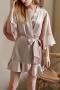 sexy plus size non-stretch 9 colors satin solid color with belt sleepwear_Black_White_Pink_Red_Rose Red_Dark Green_Dark Blue_Beige_Champagne