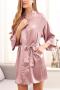 sexy non-stretch simulated silk letter embroidery with belt sleepwear_Pink