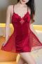 sexy slight stretch velvet lace mesh sling mini dress sleepwear size run small_Black_Pink_Rose Red