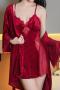 sexy stretch velvet lace mesh nightgown sleepwear size run small(only nightgown)_Black_Pink_Rose Red