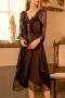 sexy non-stretch patchwork v-neck padded midi dress sleepwear size run small_Black